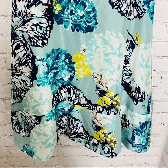 J. Crew Turquoise Blue Aquatic Floral Silk Dress Size Women’s Size 4 - Picture 12 of 13